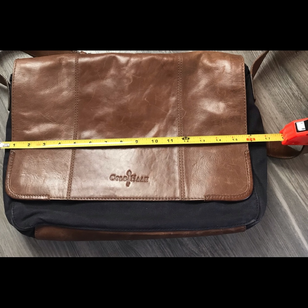 Cole Hana Merced messenger blue canvas bag computer